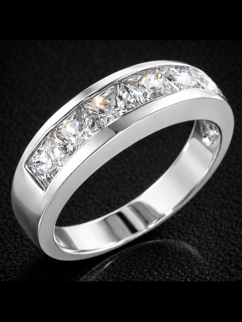 1.4ct Princess Cut Channel Set Cz Diamond ladies Wedding Band mens Stack Ring